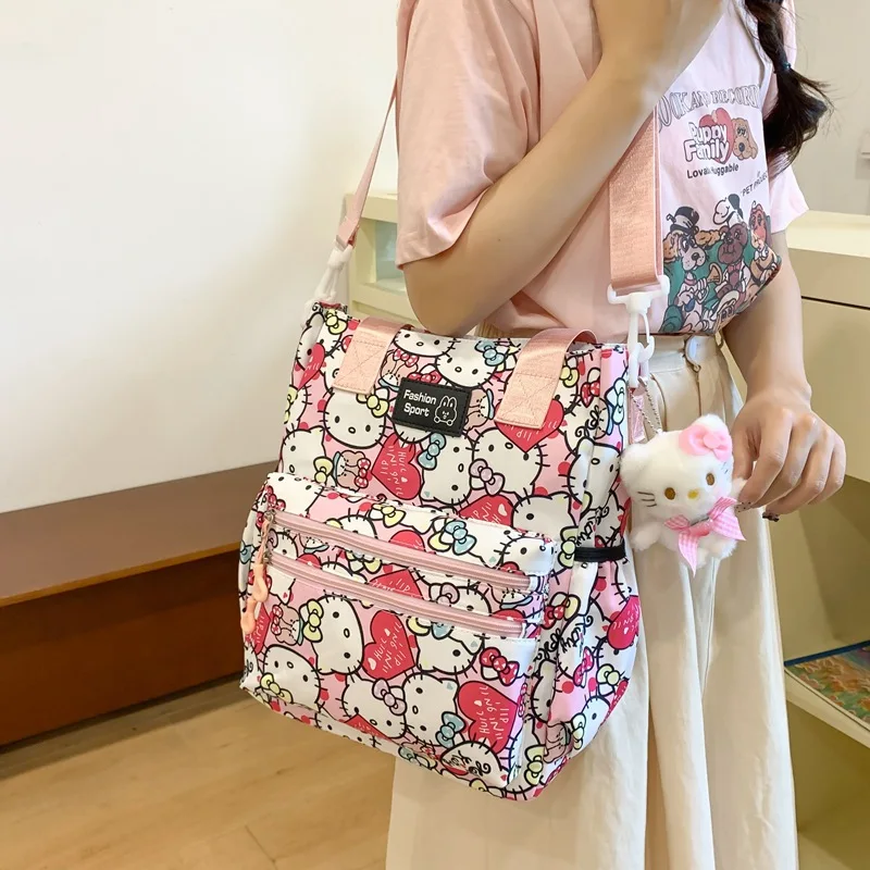 

Cute Hello Kitty Y2K Makeup Bag Sanrio Anime Daily Large Capacity Lightweight Crossbody Bag Girl Heart Cartoon Handbag Kid Gift