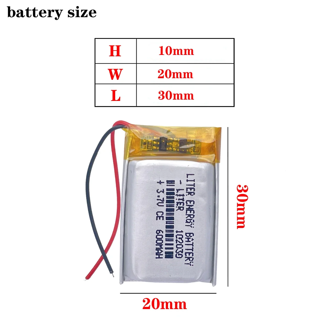 Good Qulity 3.7V,600mAH,102030 Polymer lithium ion / Li-ion battery for TOY,POWER BANK,GPS,mp3,mp4