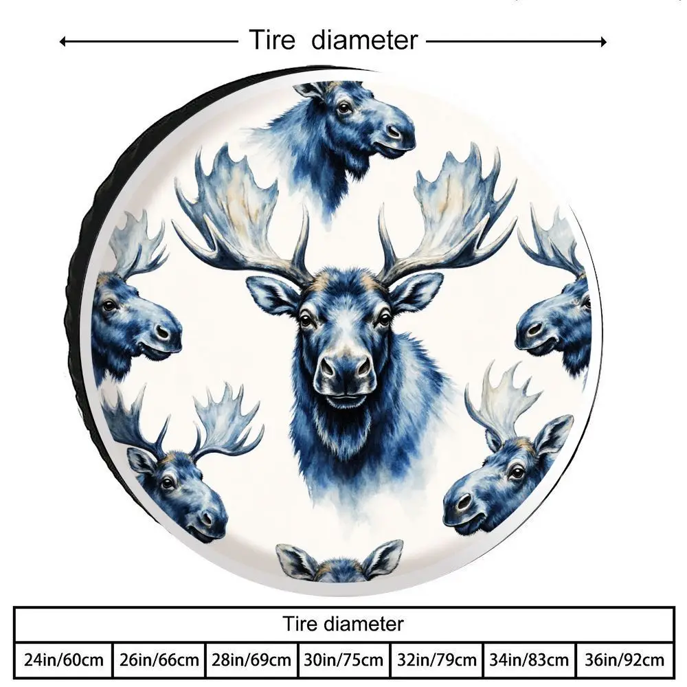 Watercolor Elk Head Spare Tire Cover Polyester Decorative Protector Fit RV SUV Truck