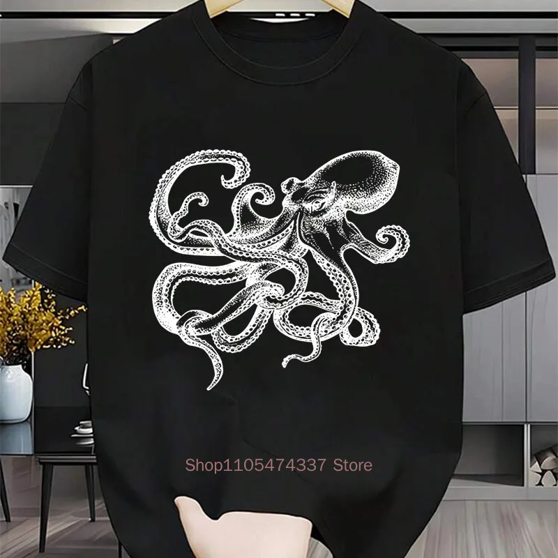 Squid Pattern Print T-shirts for Women Summer Casual Fashion Funny Harajuku Tops Comfort Streetwear O-Neck Short Sleeve Tees