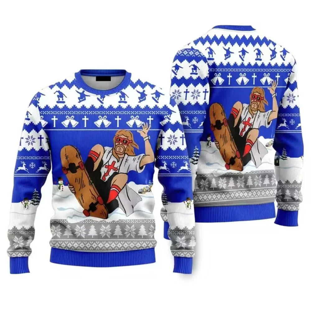 Funny Jingle Ball Ugly Christmas sweater for men Festive Christmas long sleeve sweatshirt 3d printed Santa pullover top