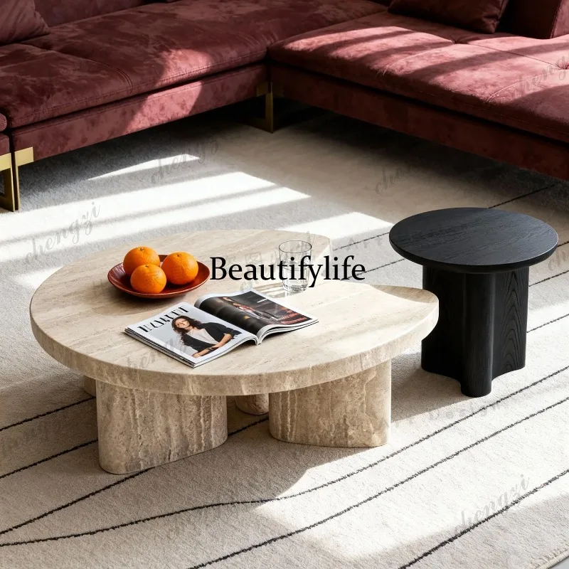 New villa large apartment high-end natural cave stone coffee table