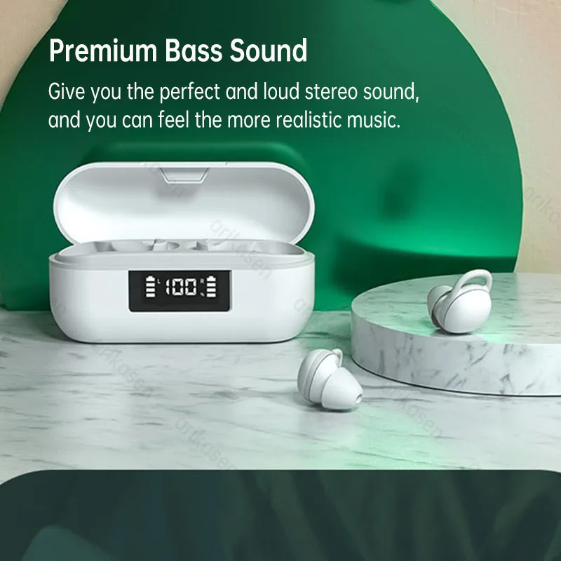 سماعات لاسلكية للأذن الصغيرة النساء TWS بلوتوث النوم سماعات الأذن مع الميكروفون الرياضة سماعات بلوتوث مع باس نوع C