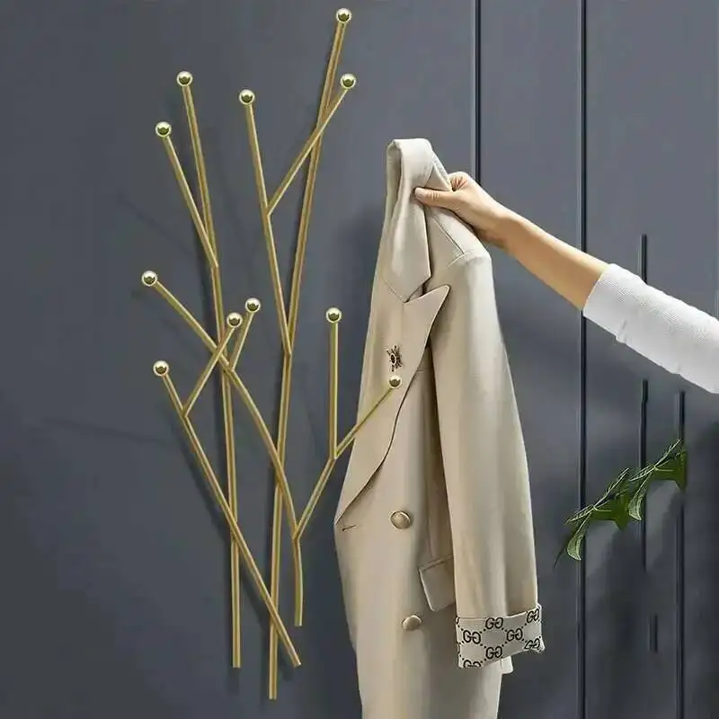 

Golden Rack Metal Wall Minimalist Clothes Mount Hall Entrance Clothes Stand Nordic Hangers Burro Ropa Perchero Home Eccessories