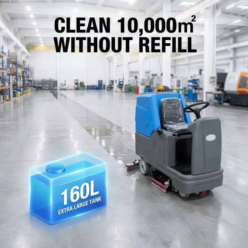 Customized Industrial Ride-on Floor Scrubber 24V Sweeper Floor scrubber Powered Efficiency 850mm Width For Airports And Railway