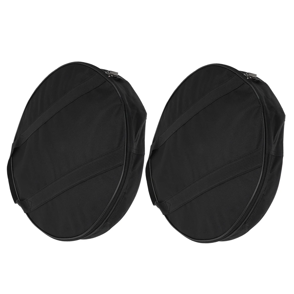 

2pcs Gong Bag 40cm Diameter 8cm Thick Black Oxford Water Resistant Portable Instrument Holder Cymbal Carrier Storage Case