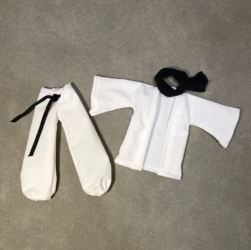 Jujutsu Kaisen Gojo Satoru Kleidungsset im Maßstab 1:12, weißer Mantel, Laternenhose mit Schal für 6-Zoll-Actionfiguren-Körpermodell – Detail 1