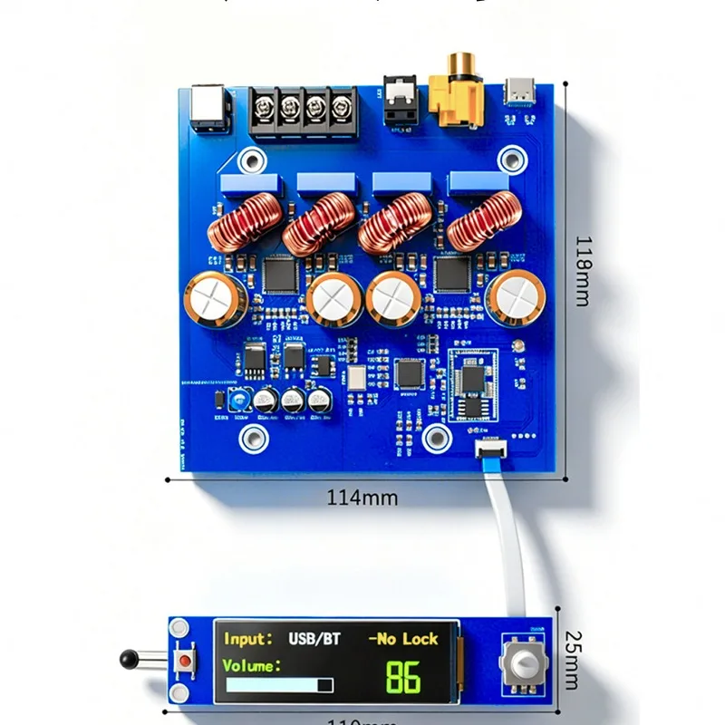 A816 dual-core ACM8816 high-power gallium nitride digital Bluetooth power amplifier board fever remotecontrol decoding amplifier