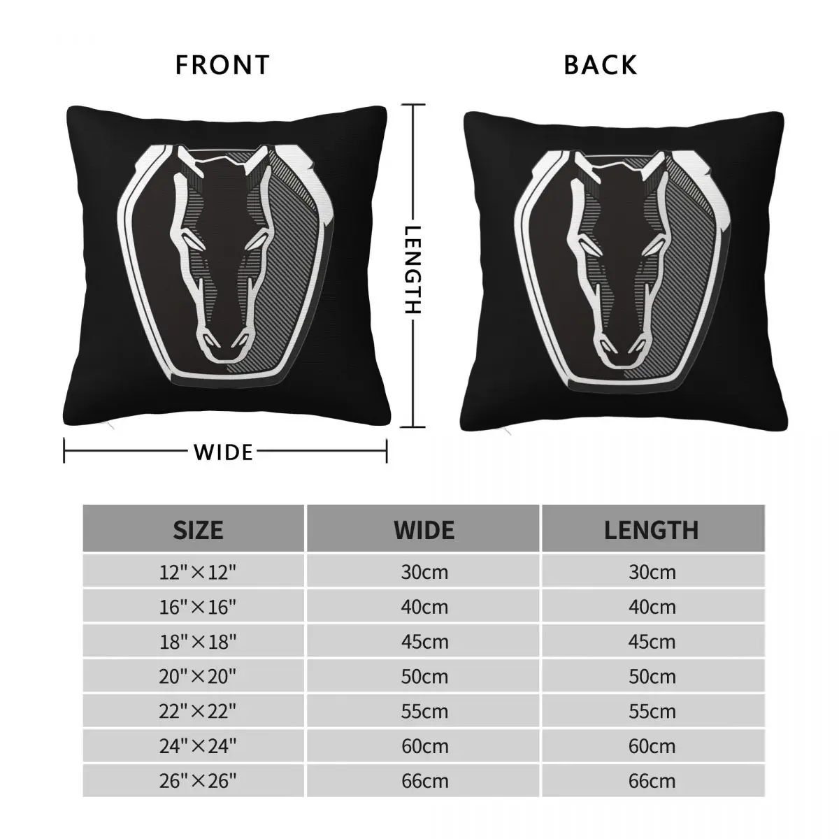 Dark Horse Mustang Badge 2024 Square Pillowcase Pillow Cover Polyester Cushion Decor Comfort Throw Pillow for Home Living Room