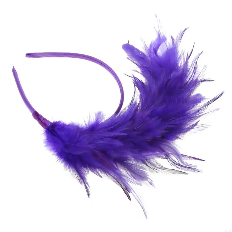 L4ME Flapper Headband Headband Burlesque Headpiece With Feathers Flapper Headpiece Mardi Gras Headband