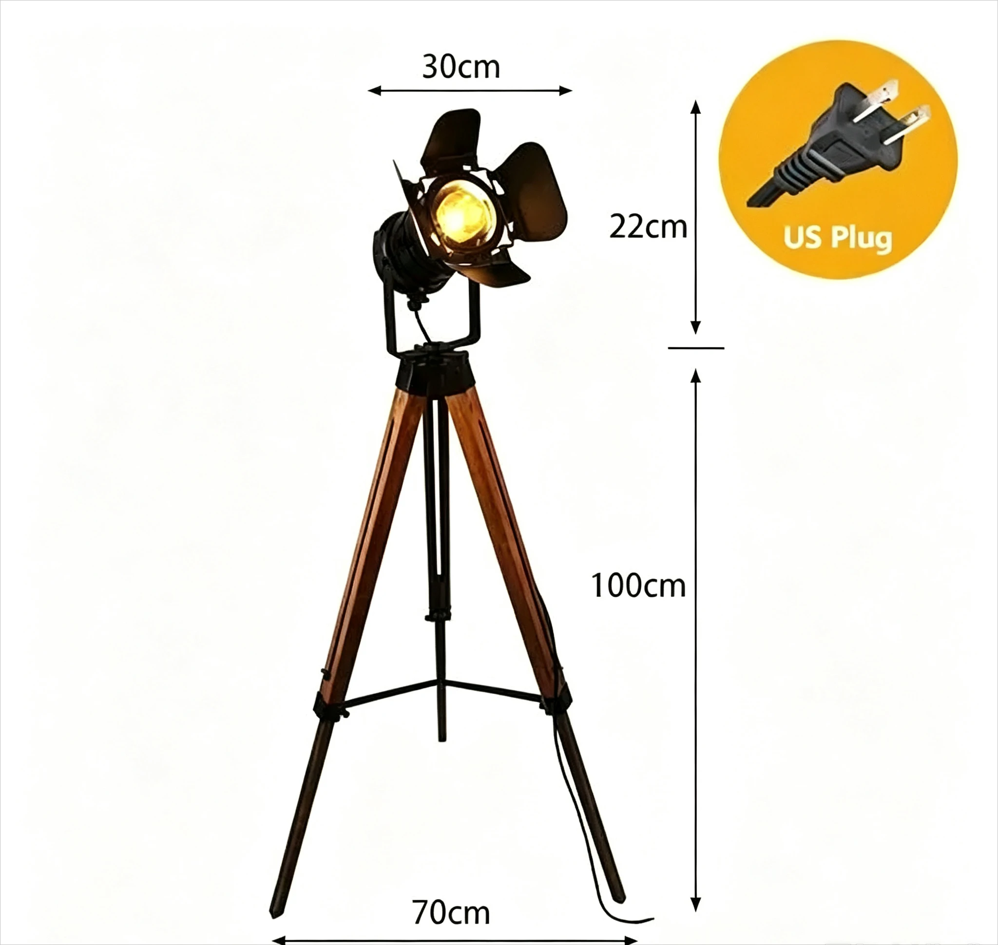 Retro Industrial Wind Solid Wood Led Remote Control Creative Lamps, Living Room Advanced Floor Lamp