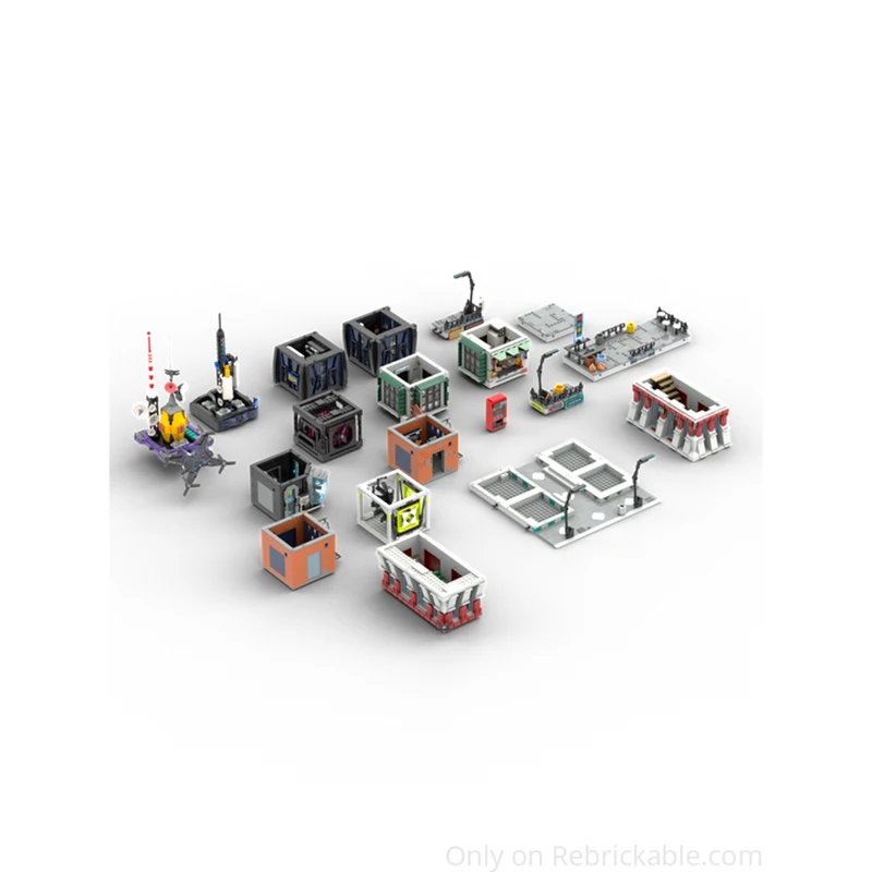 Wykwintny Nowy Produkt Klocki Konstrukcyjne MOC Model Cyberpunkowy Centrum Miasta Technologia Modularny Zestaw do Samodzielnego Montażu Prezent dla Dzieci