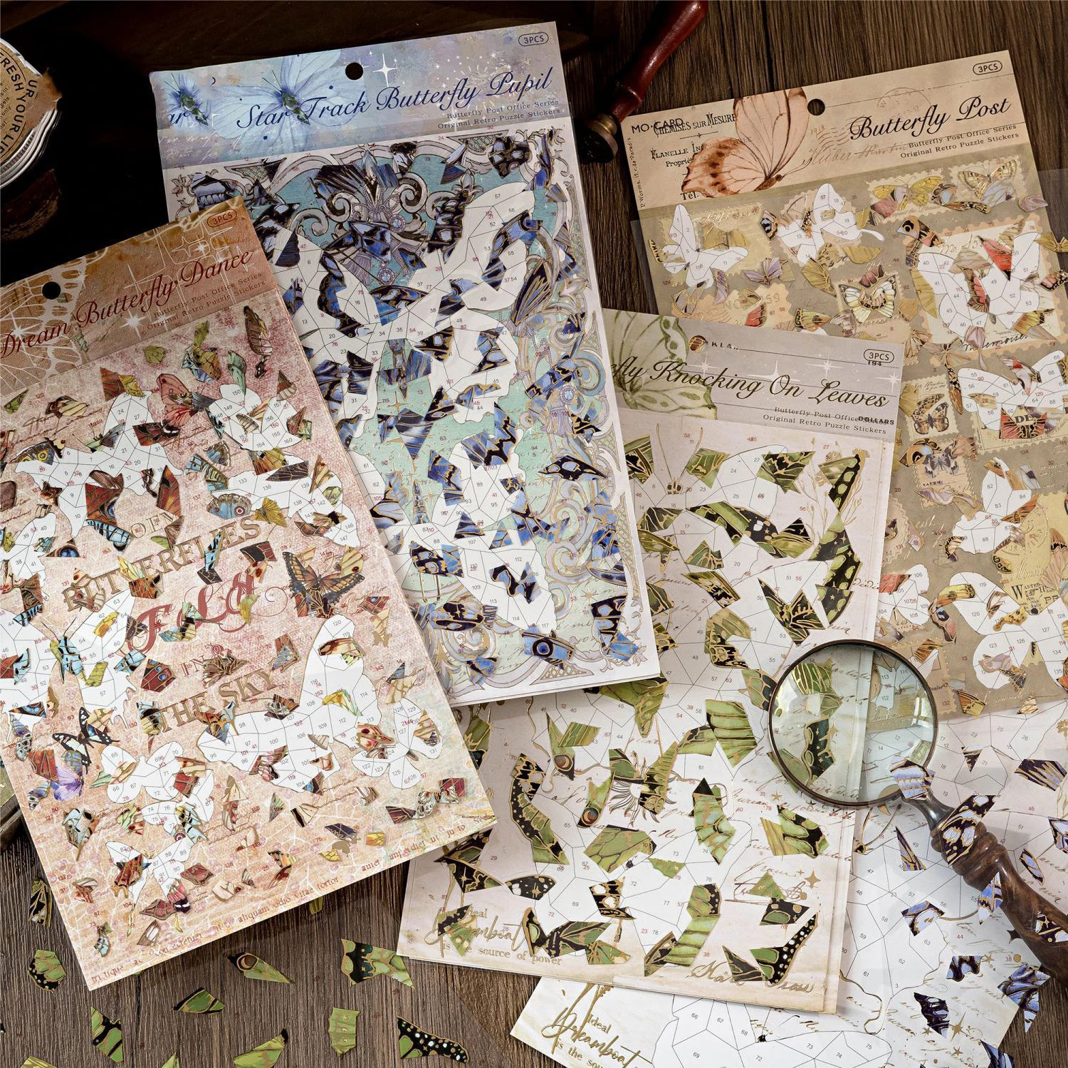 Butterfly Post Office Series Vintage Landscape PET Sticker Creative DIY Journal Material Collage Scrapbooking Stationery