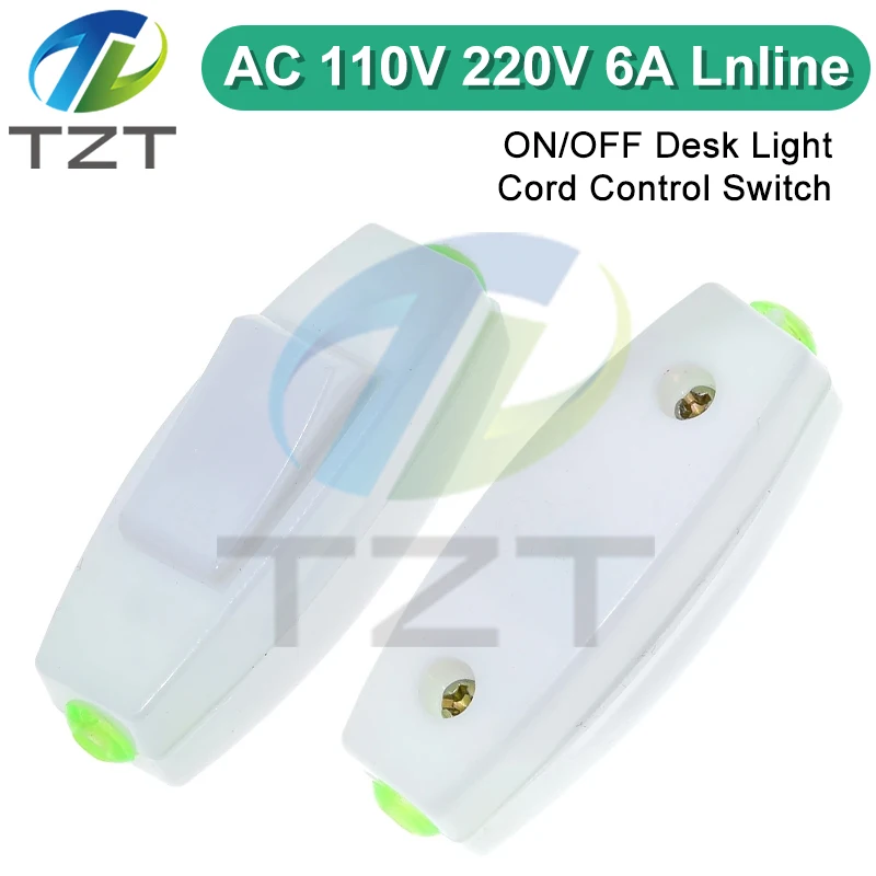TZT 1/3/5 Stück 2019 Wippschalter AC 110V 220V 6A Inline EIN/AUS Tischlampe Schreibtischleuchte Kabelsteuerungsschalter Dropshipping 0105