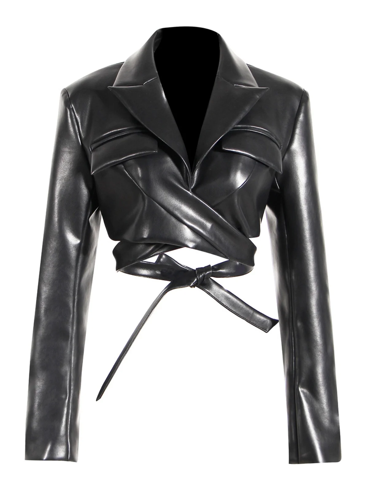 

Sli ort PU Leather Jaet Women's Waist-Cinching Design Trendy Streetwear Spring Autumn Hot-Selling Spicy Girl