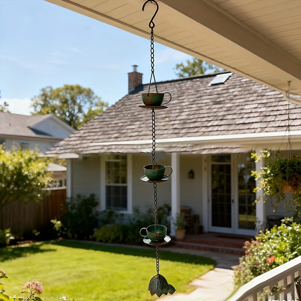 

Декоративные дождевые цепи из винтажного железа в форме кофейных чашек для водосточных желобов, 94 см, для улицы