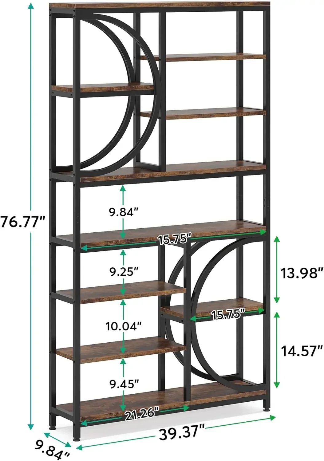 8-Tier Etagere Bookcases, 77-Inch Tall Book Shelf Open Display Shelves