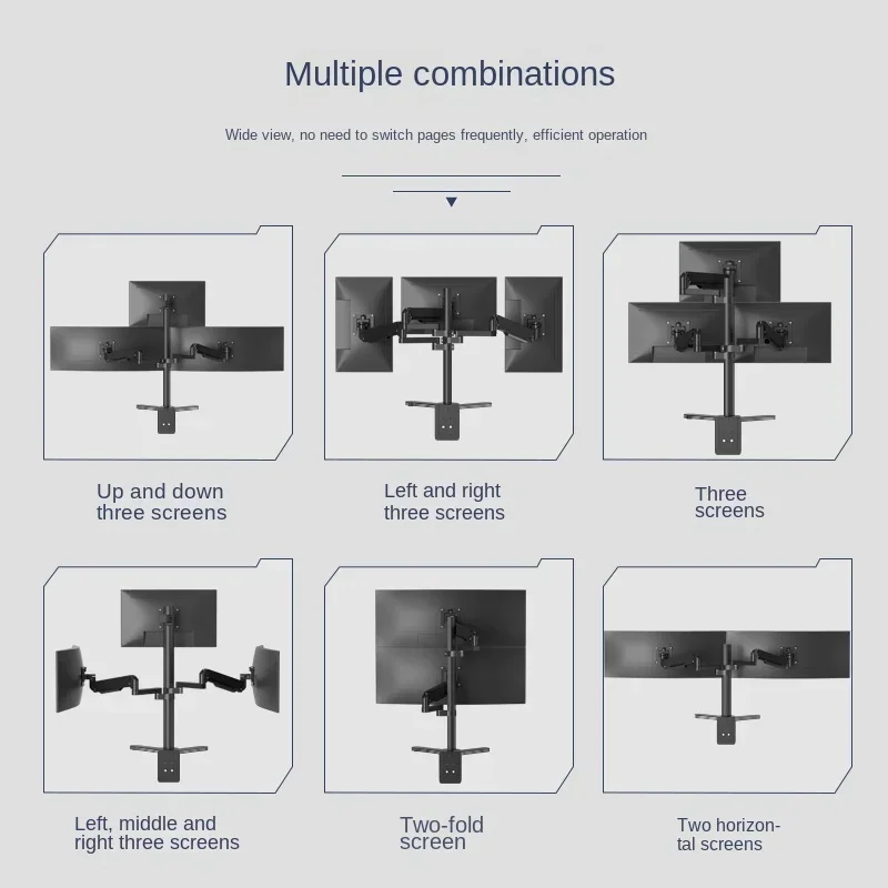 multi-screen splice base suitable for pneumatic lifting of three-screen display bracket arm