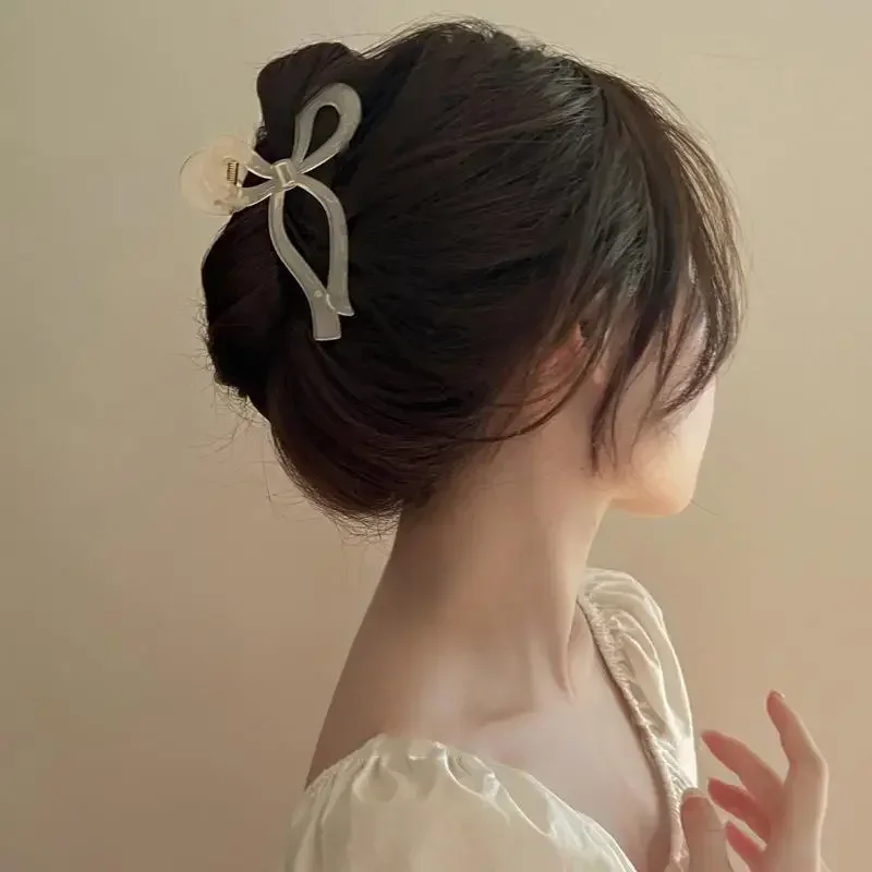 New Korean Version 3D Ribbon Shape High Ponytail Plate Hair Claw Artifact Bow Grab Hairpin Shark Clip Hair Card Hair Accessories