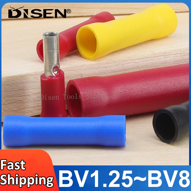 Tube Shaped Insulation Quick Connect Terminal BV1.25/2/3.5/5.5/8 Intermediate Docking Cold Pressed Terminal Block