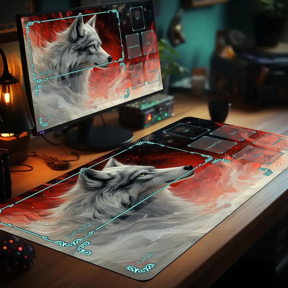 Mysterious Wolf Totem MTG Playmat Magic Card Battle Mat Non-Slip Durable 35X60CM Commander playmat tapete magic mtg Desk mat