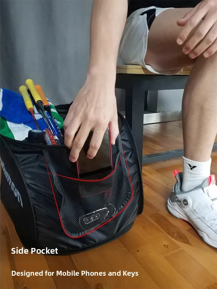 Portable Badminton Racket Mesh Bag Breathable Multi-Functional Storage Case Lightweight Travel-friendly Sport Equipment Bag