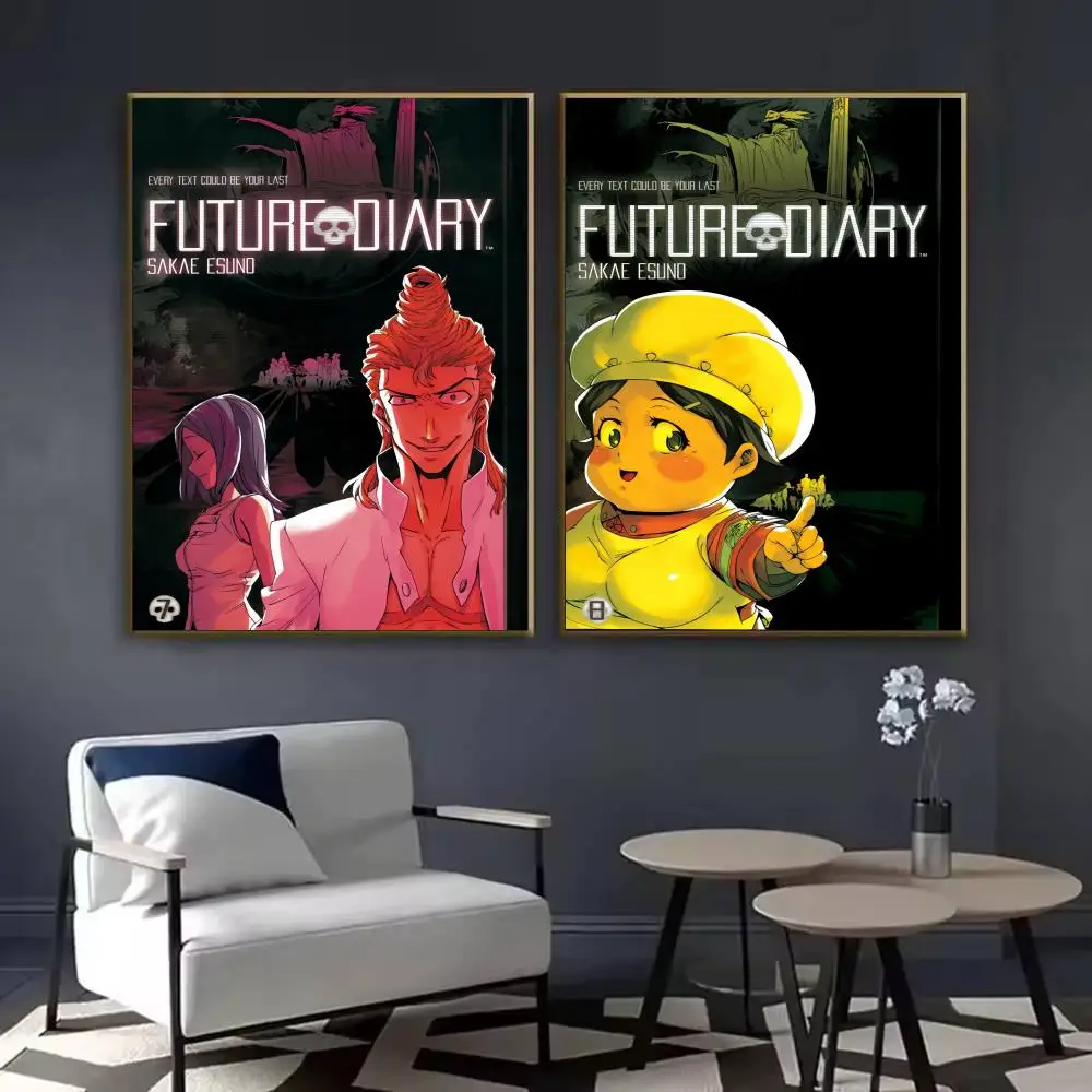 Mirai Nikki The Future Diary Poster Waterproof Sticky Wall Art Print For Bedroom Living Room Hallway Bar Home Decor