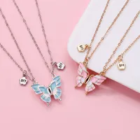 Best Friends Pendant Necklace For Woman Girls Magnetism Sequin Couple Crystal Chain Choke BFF Friendship Forever Jewelry Gift