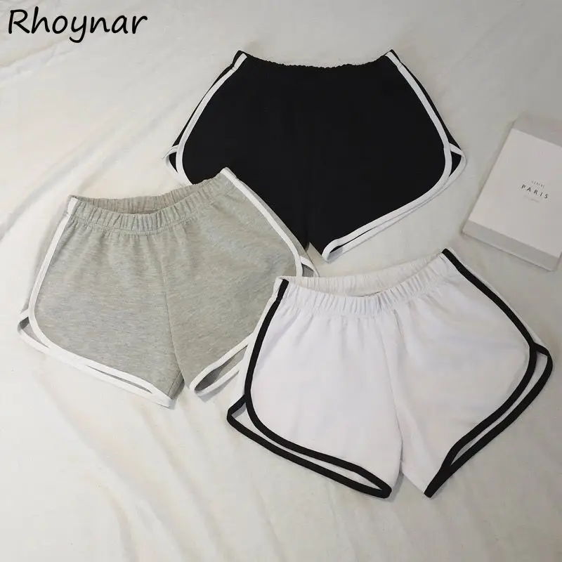 

Shorts Women Wide Leg Bright Line Decoration Summer Hotsweet Sporty Students Harajuku Ulzzang Young Simple All-match High Waist