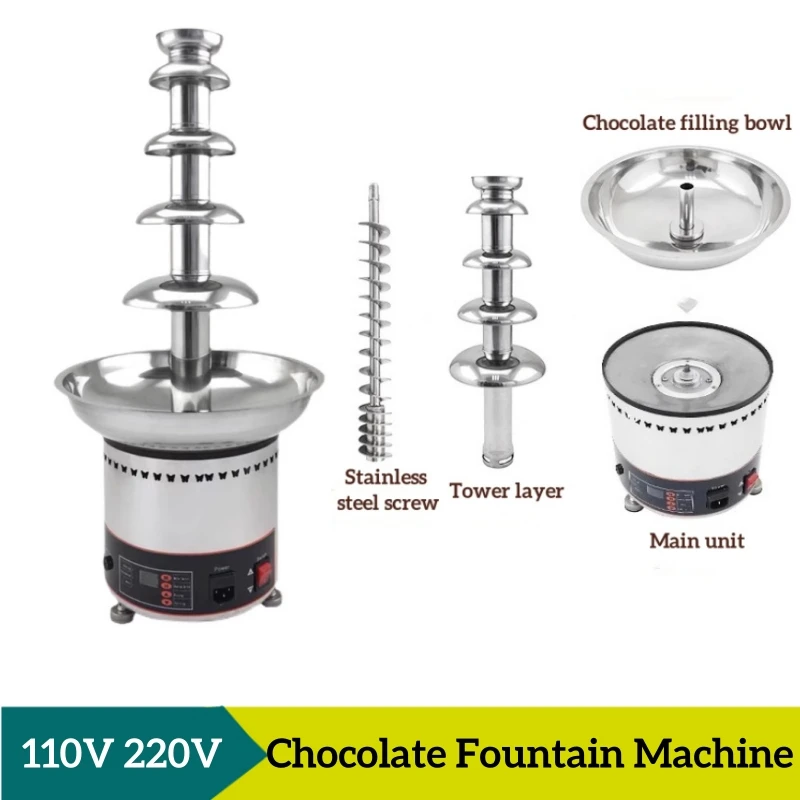 Commercial Chocolate Fountain Machine Family Office Party Use 5/6 layers Spray Tower Chocolate Waterfall