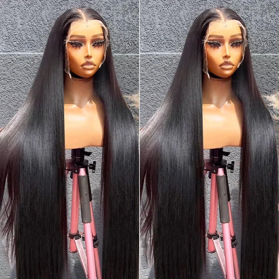 250 Density 13x6 HD Natural Straight Lace Front Wig 30 40 Inch Transparent 13X4 Lace Frontal Human Hair Wig Brazilian For Women