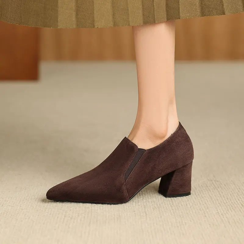 2027 NEW Spring/Autumn Women Pumps Pointed Toe High Heel Kide Suede Leather Women Shoes Elegant Handmade Ladies High Heel Shoes