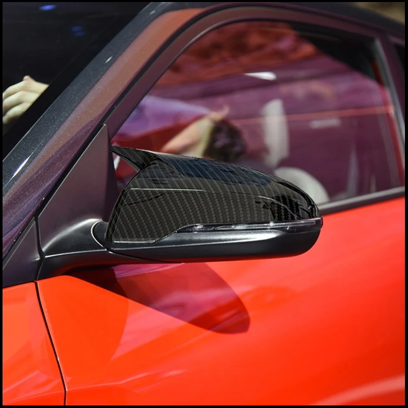 For Hyundai Veloster 2018~2022 Rearview Mirror Cover Cap Housing Sticker Trim With Horn Auto Parts Car Styling Accessories