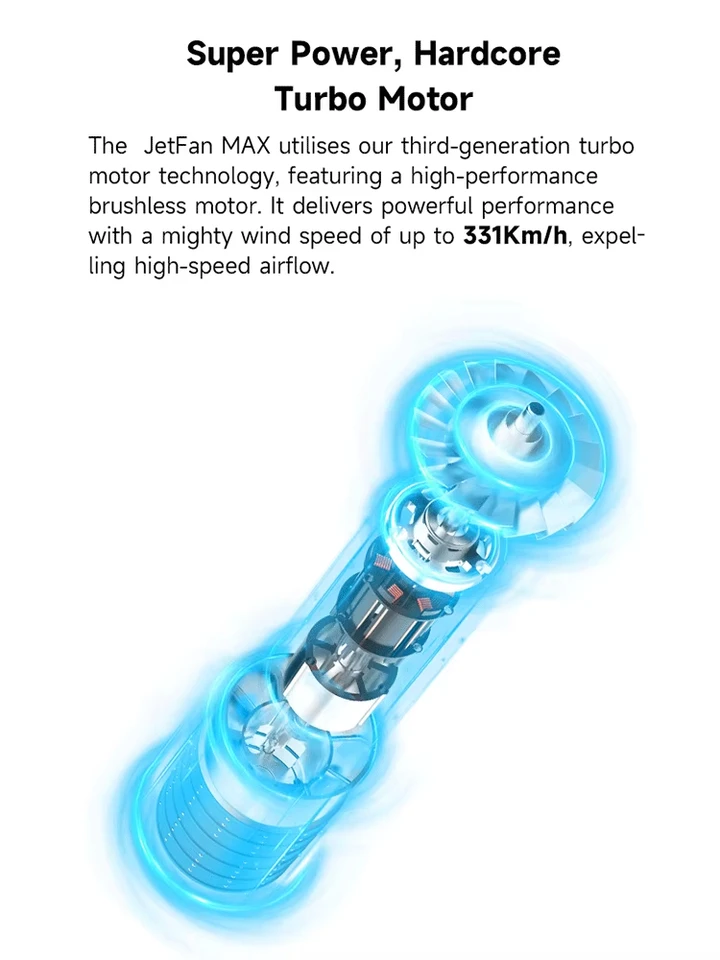 KiCA JetFan Max Turbofan Powerful High-Speed Fan 85000RPM Violent