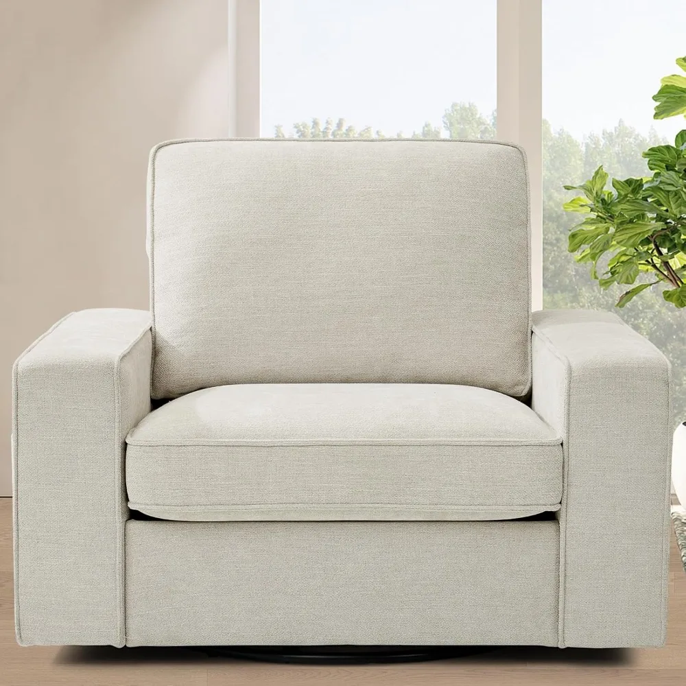 

Swivel Accent Chair, Oversized Swivel Single Sofa Chair, Modern Chenille Fabric Barrel Armchair for Living Room/Office