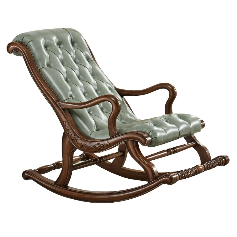 

Fabric rocking chair household leisure recliner adult sofa chair living room all solid wood