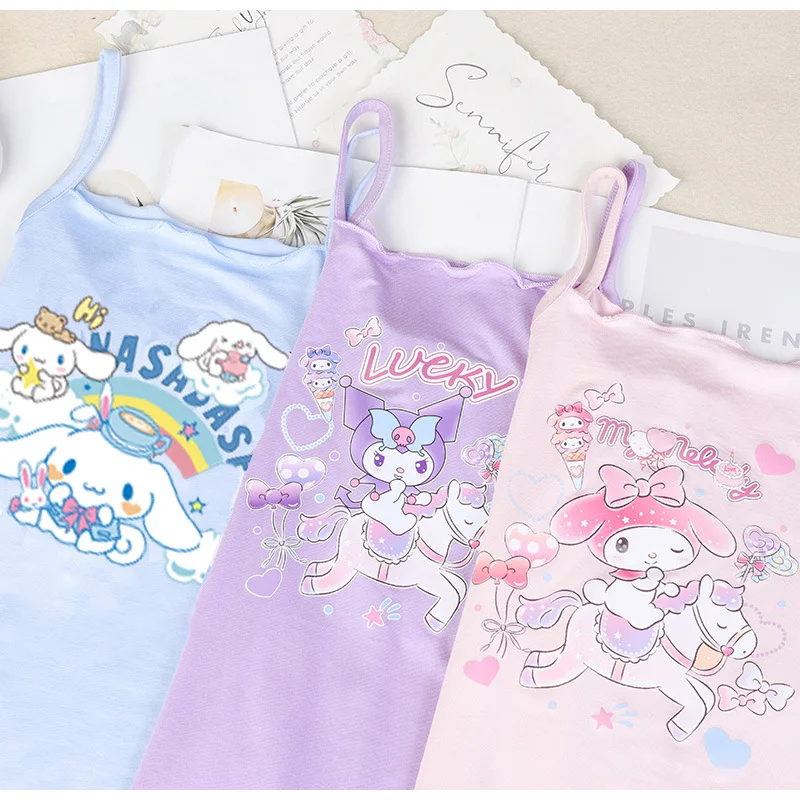 Sanrio เสื้อกั๊กสไตล์ใหม่สำหรับหญิงสาวฤดูร้อน pakaian rumahan แฟชั่นลำลองบางน่ารักอเนกประสงค์ของขวัญการ์ตูน My Melody สาว