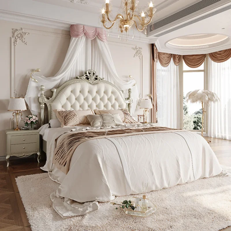 

Modern King Size Double Bed Luxury French Style Villa Comferter Bed Princess Queen Camas Matrimonial Bedroom Set Furniture