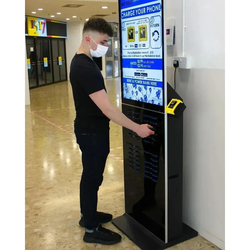 Popular and low-priced 43 inch high-definition LCD digital sign with mobile phone charging station for sharing business