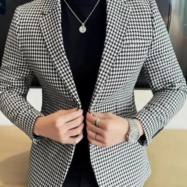 

Casual Men's Suiting Button Design Cross-Border New Sle Thiened Special Wide Fit Youth Faion Seven-Quarter Sve