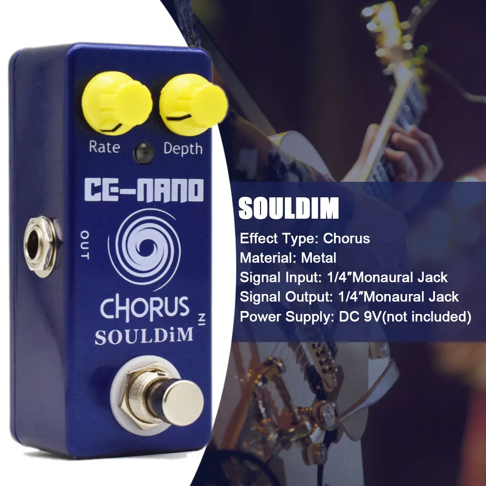 

SoulDiM Mini Chorus Effect Pedal Педаль эффектов для электрогитары True Bypass Запчасти и аксессуары для гитары