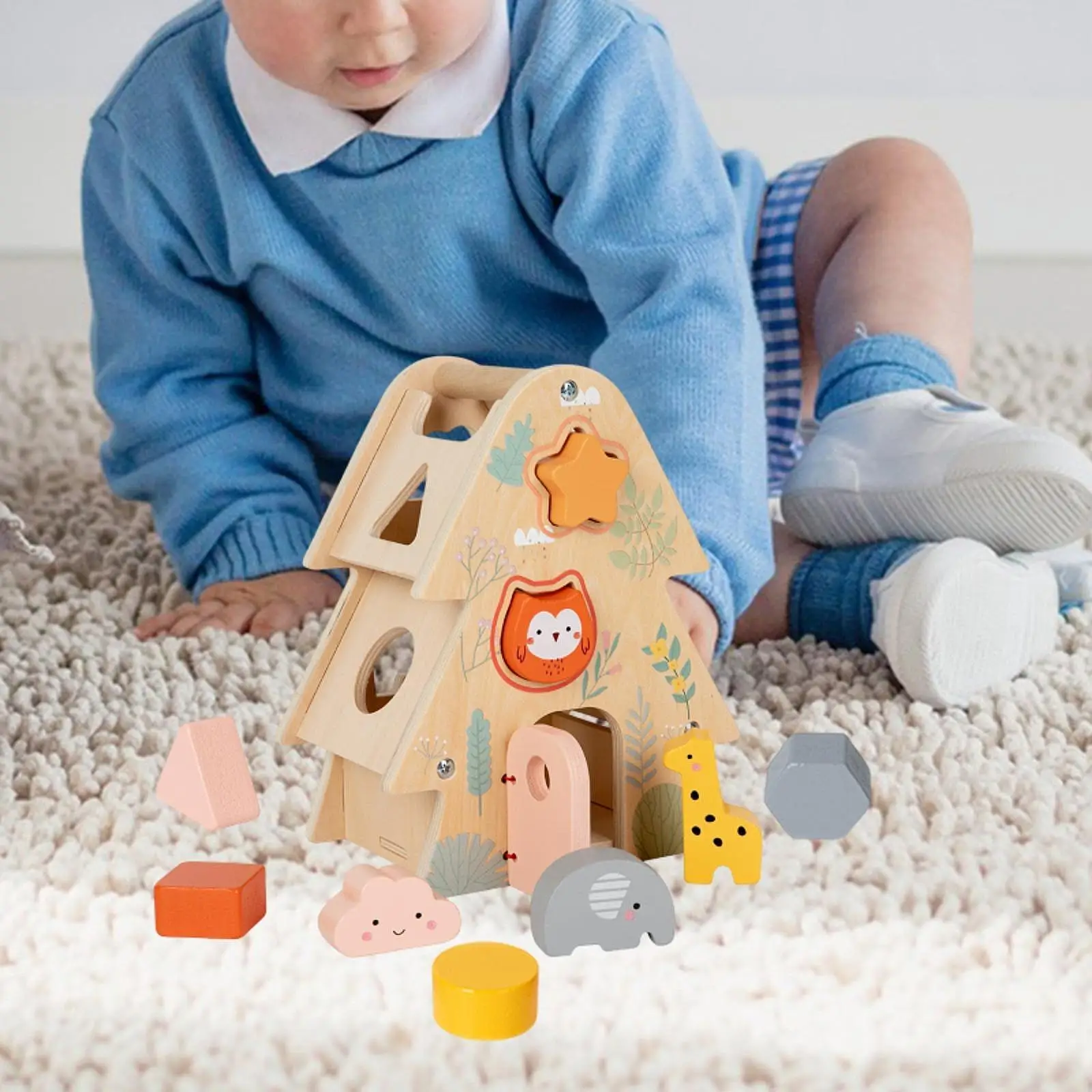 Reconocimiento de color de forma clasificadora de formas de madera para niños, niños, niñas y bebés