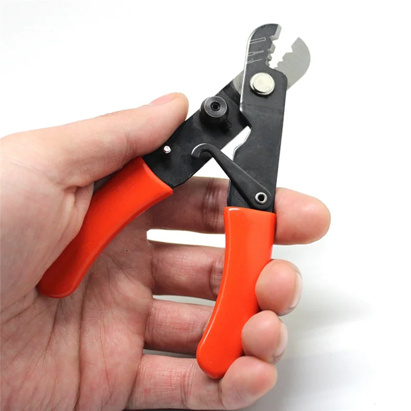 Three-Stage Optical Fiber Stripping Pliers 3-Hole Multifunctional 3-In-1 Network Optical Fiber Tool Easy To Use Orange+Black