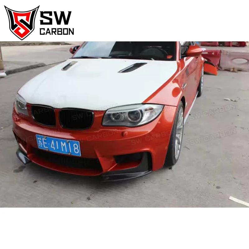 Higher quality BMW 1 Series 1M E82 E87 Carbon Fiber RZ Style Front Wrap Corner Front Bumper Protector Corner Trim Body Parts