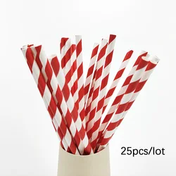 25Pcs Christmas Disposable Paper Straws Xmax Tree Red Gold Christmas Paper Drinking Straws Merry Christmas Party Decoration 2023