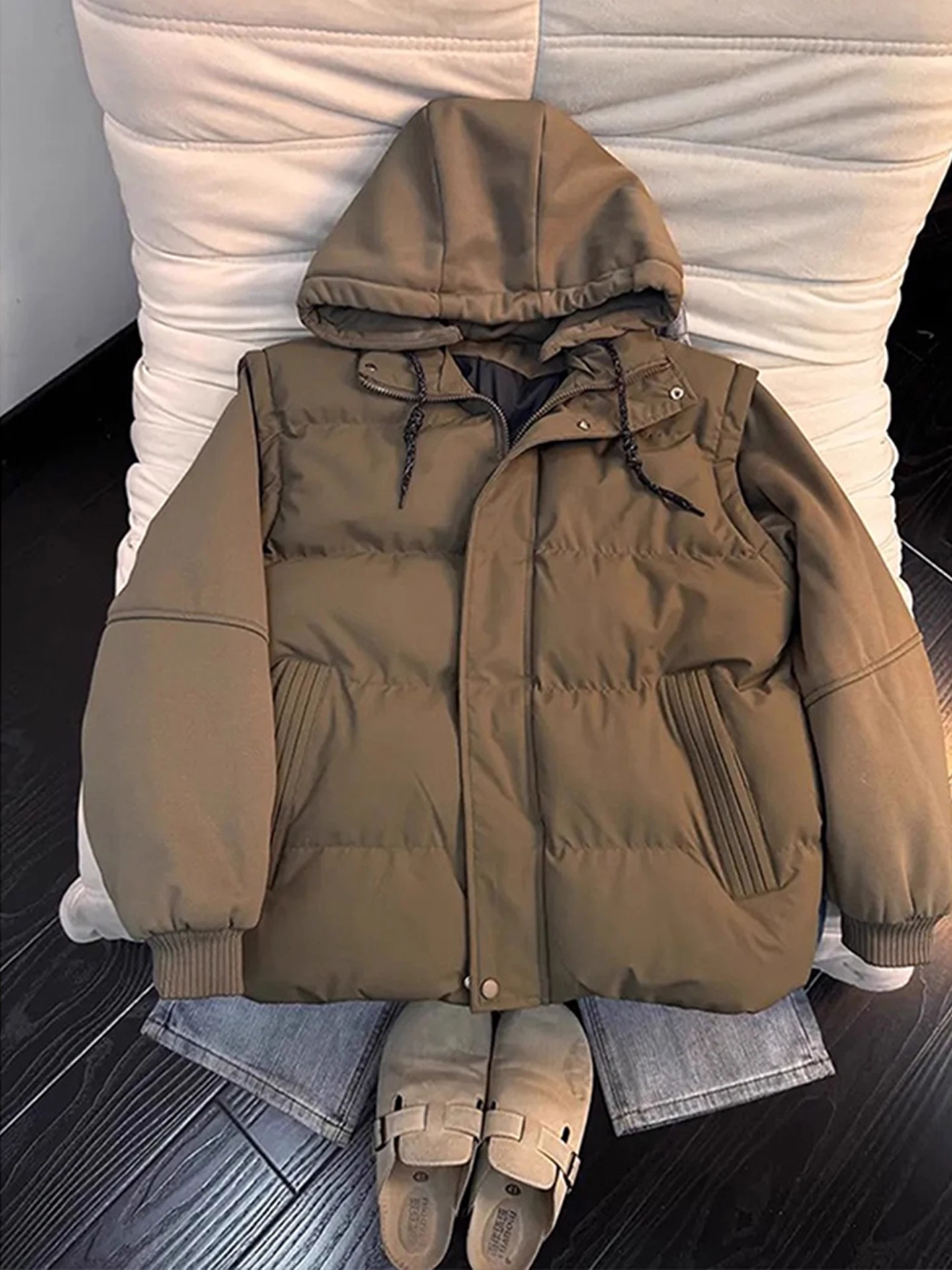 American Sle Thiened Jaet in cotone con cappuccio, vestibilità ampia, capispalla invernale per uomo e donna, calore garantito