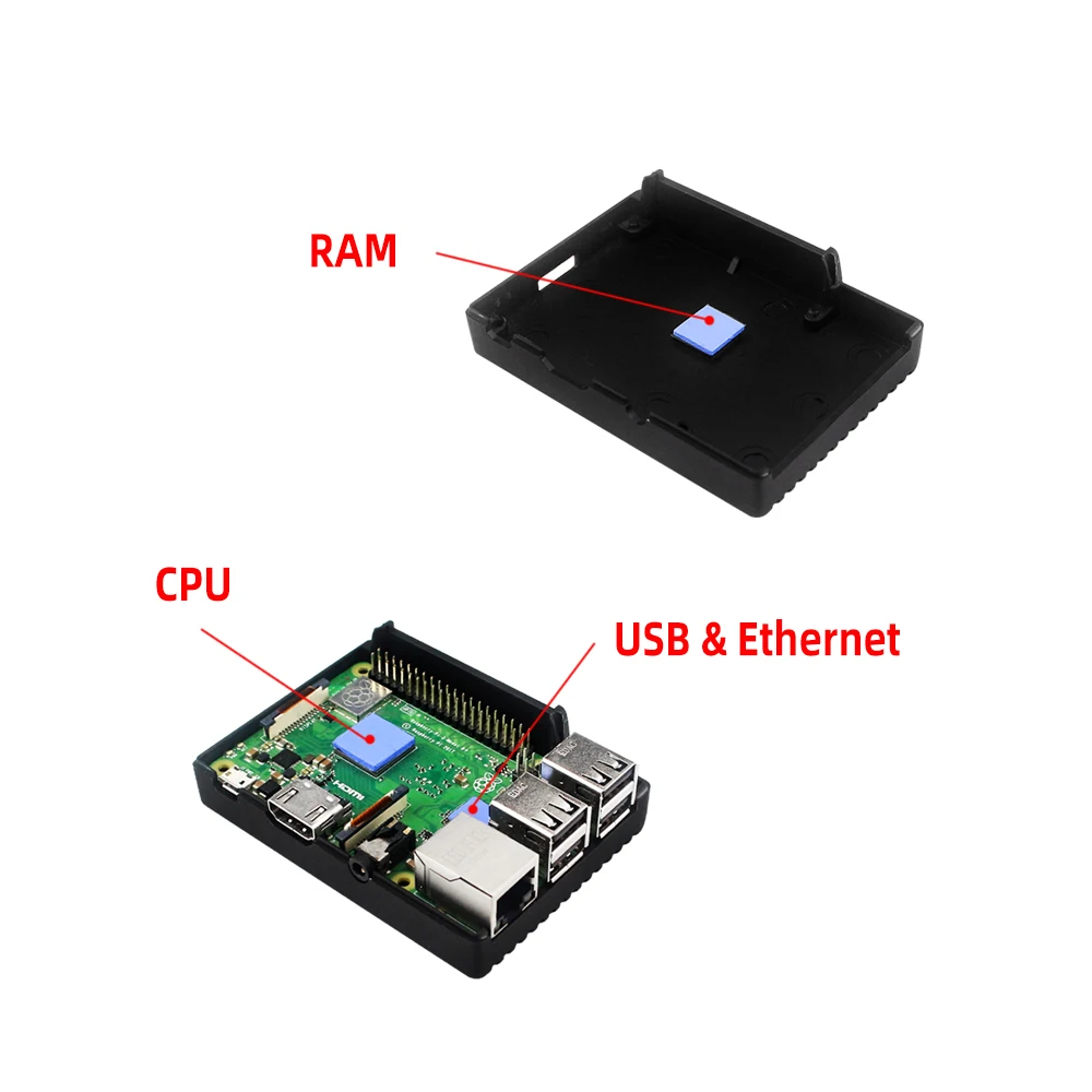 Raspberry Pi 3B+ 3B Caja de aluminio Caja de carcasa blindada de metal de enfriamiento pasivo activo para RPI 3B 3B+