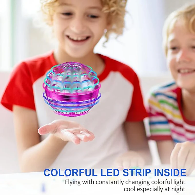 플라잉 볼 장난감 2026 업그레이드 버전 손으로 조종하는 호버 볼 LED 조명 회전 볼 멋진 미니 드론 생일 선물