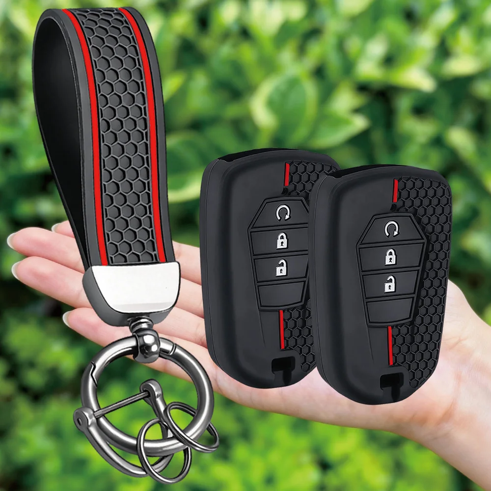 Keychain Silicone Car Key Case for ISUZU Dmax D-max Mux 2021 2022 2023 2024 D-max MU-X 3.0 Mux 3 Buttons Key Cover Protector