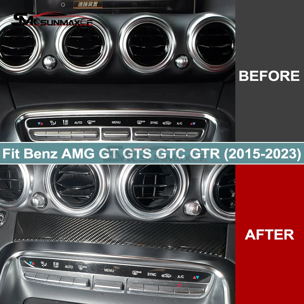 For Benz AMG GT GTS GTC 2015-2023 Dry Real Carbon Fiber Center Console Upper Frame Cover Trim Car Interior Decoration Sticker